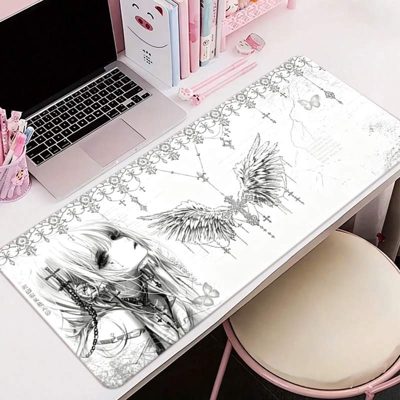 Pc Gaming Keyboards - Leather Mousepad Black White Anime Aesthetics