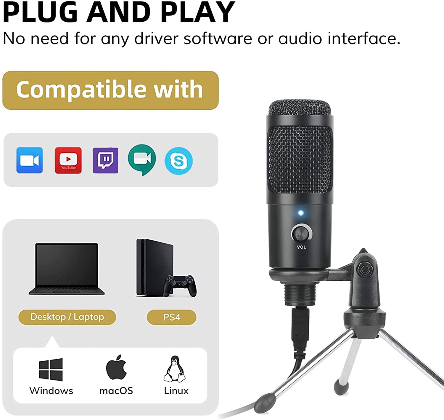 USB Condenser Microphone Recor - Pc Gaming Youtube recension och pris