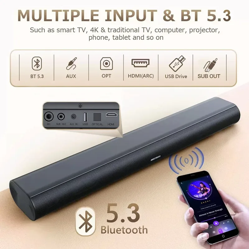 60W Sound Bars for TV Audio wi - Pc Gaming Apple recension och pris