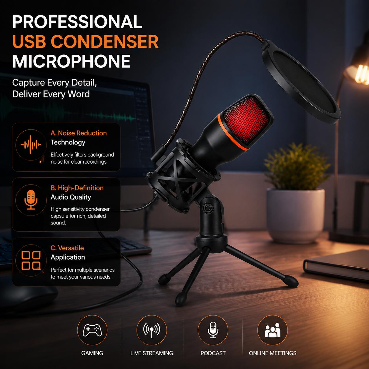 Professional Condenser Microph - Pc Gaming Youtube recension och pris