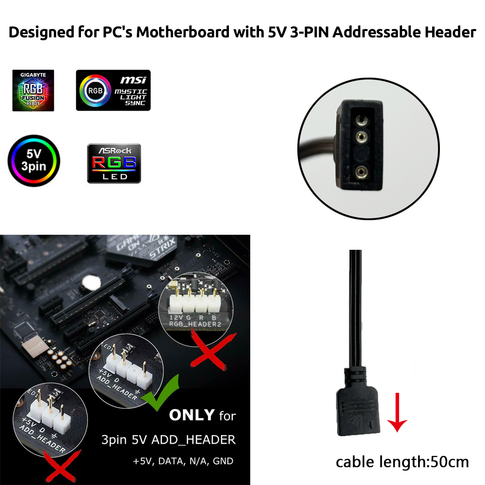 5V ARGB 3Pin Header for Asus A - No Rgb Gaming Pc recension och pris